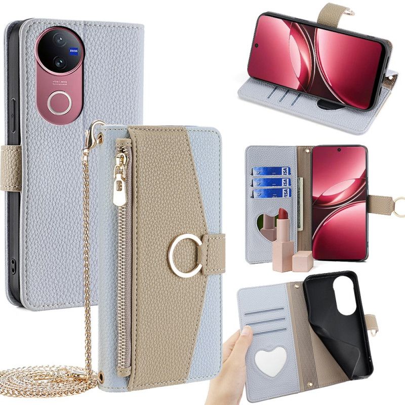 Etui Folio Vivo V50 5g Portfel Z Lusterkiem I Łańcuszkiem