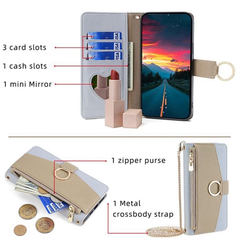 Etui Folio Vivo V50 5g Portfel Z Lusterkiem I Łańcuszkiem
