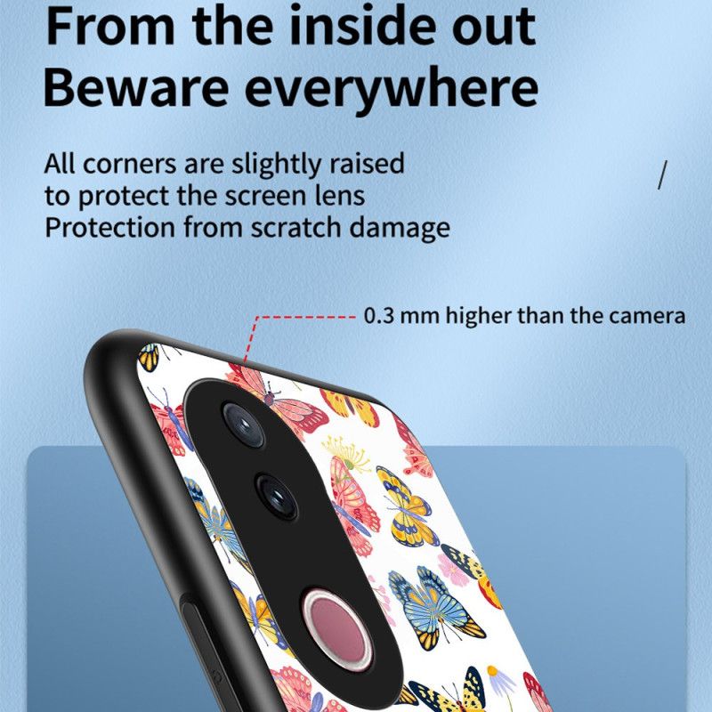 Futerały Vivo V50 5g Etui Na Telefon Szkło Hartowane Z Wzorem Motyla