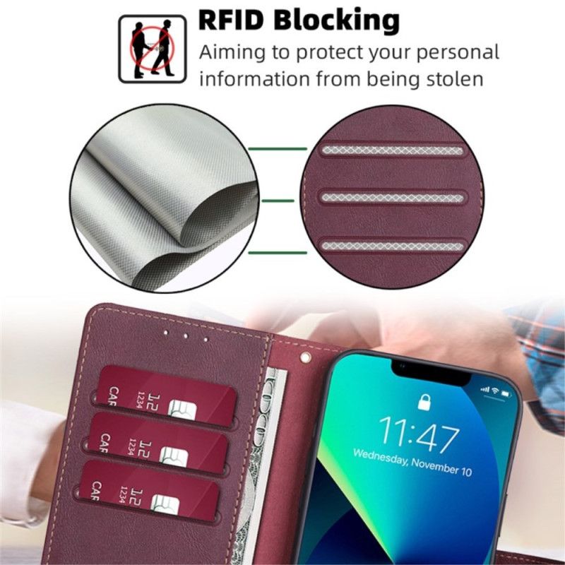 Skórzany Futerał Vivo V50 5g Etui Na Telefon Ochrona Rfid W Stylu Vintage