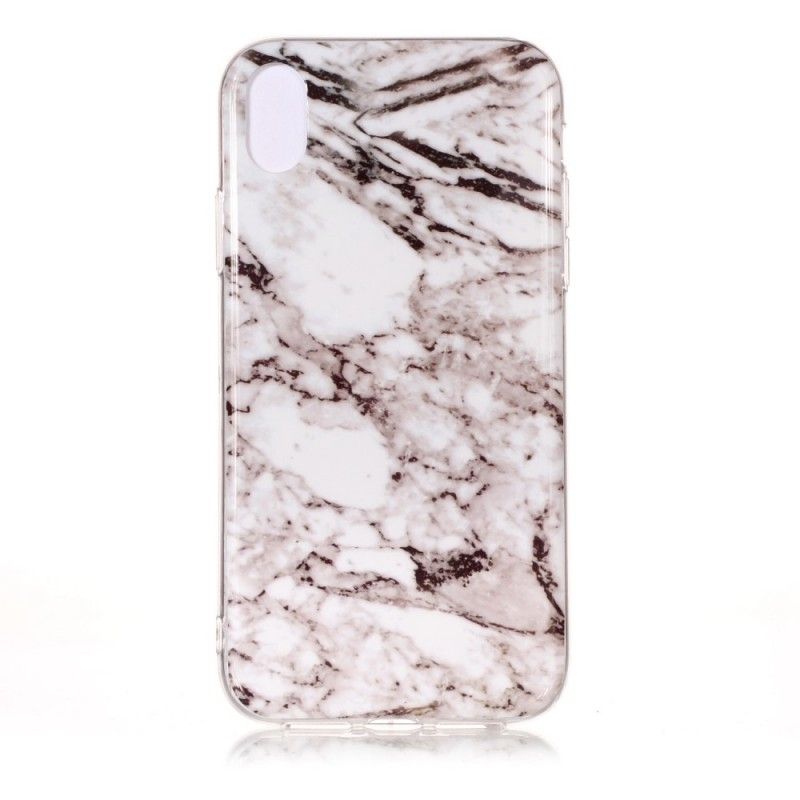 Etui iPhone XS Max Biały Czarny Efekt Marmurkowy