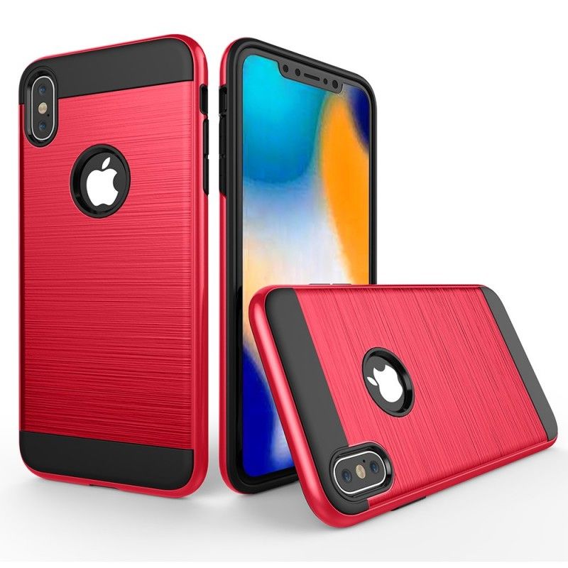 Etui iPhone XS Max Biały Czarny Szczotkowana Hybryda