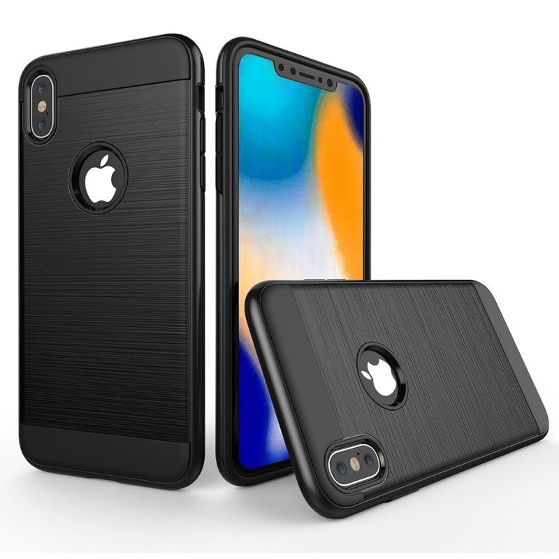 Etui iPhone XS Max Biały Czarny Szczotkowana Hybryda