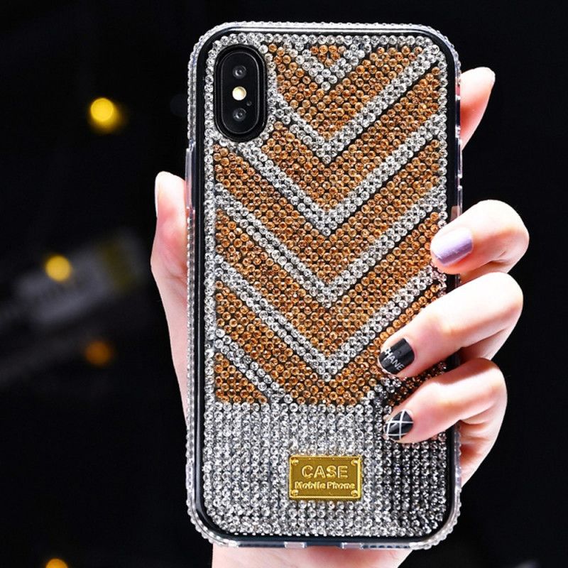 Etui iPhone XS Max Czerwony Czarny Diamenty