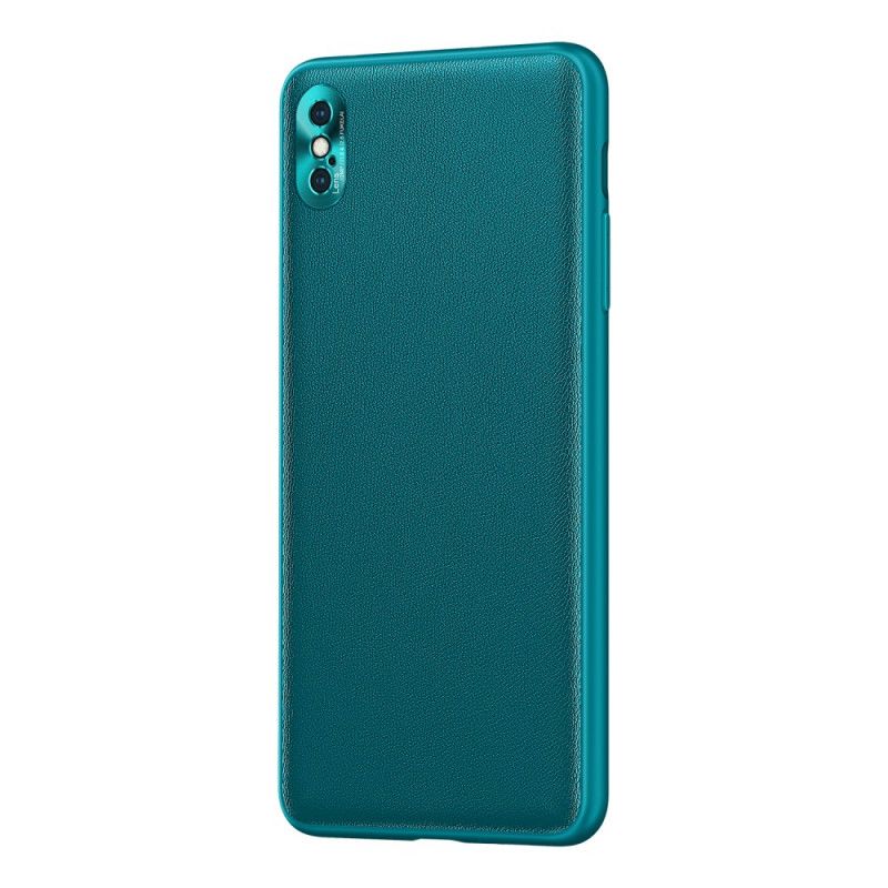 Etui iPhone XS Max Pomarańczowy Czarny Kolor Skóry W Stylu