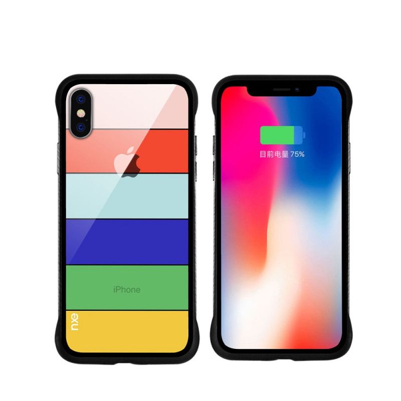 Etui iPhone XS Max Turkusowy Żółty Nxe Serie Tęczowe Etui Ochronne