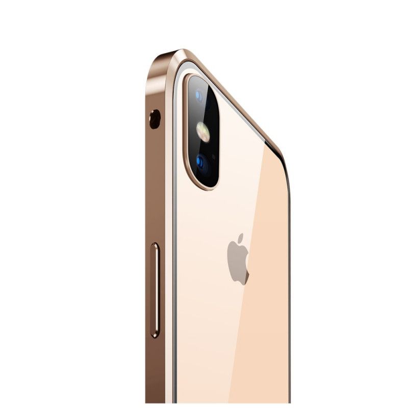 Futerały iPhone XS Max Czerwony Czarny Etui na Telefon Szkło Hartowane Przednie I Tylne