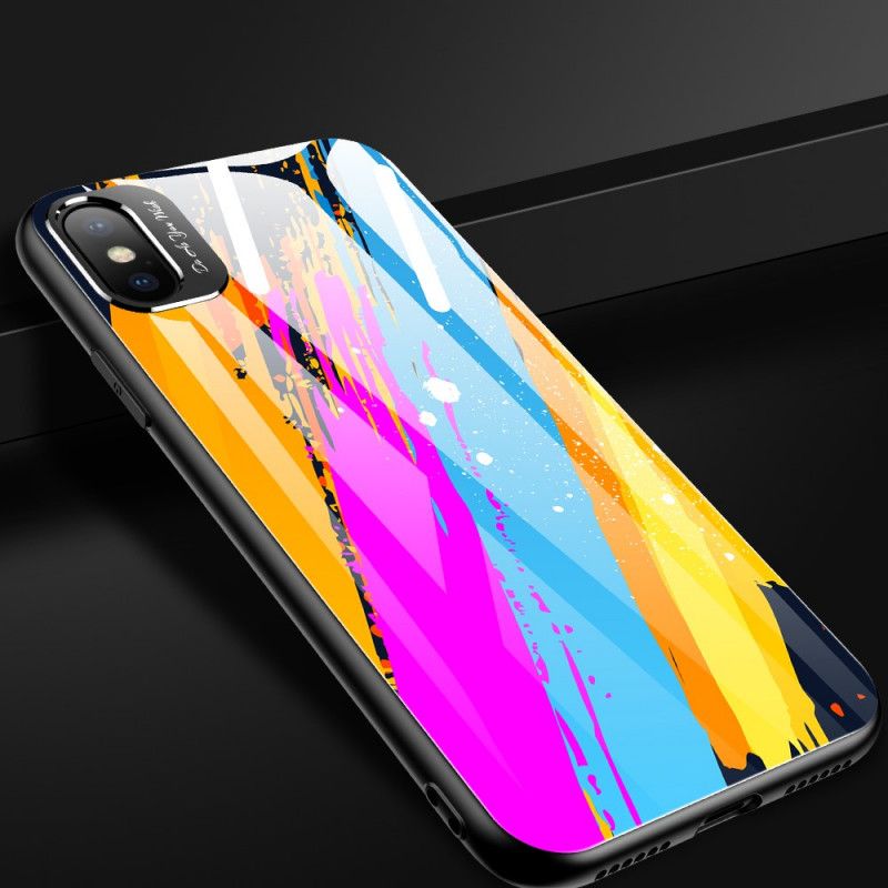 Futerały iPhone XS Max Żółty Magenta Etui na Telefon Szkło Hartowane Artystyczne