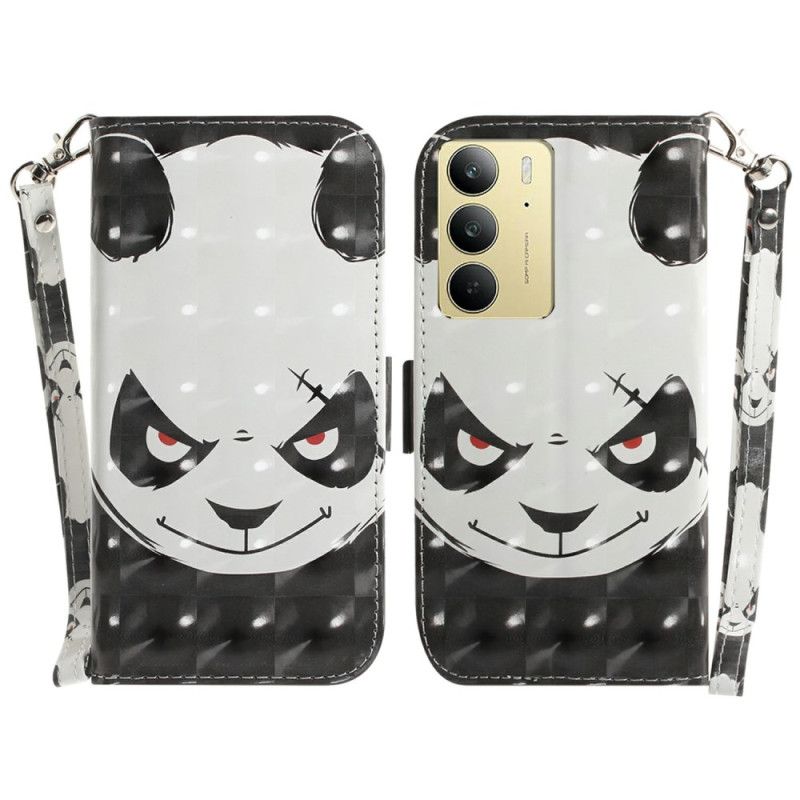 Etui Folio Do Realme C75 Smycz Z Wściekłą Pandą