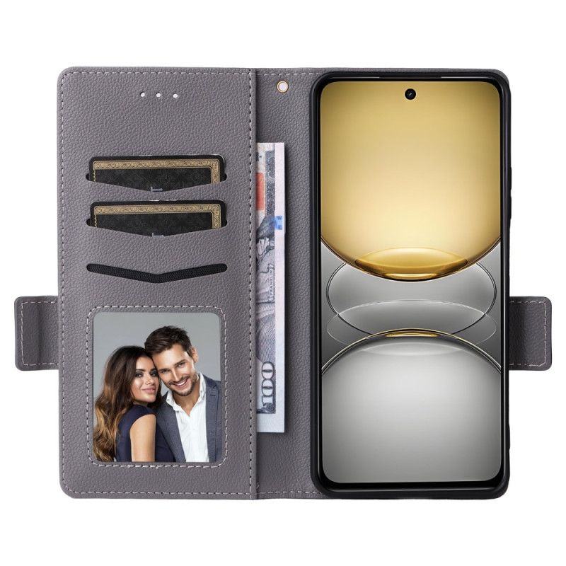 Etui Folio Do Realme C75 Sztuczna Skóra Liczi Z Paskiem