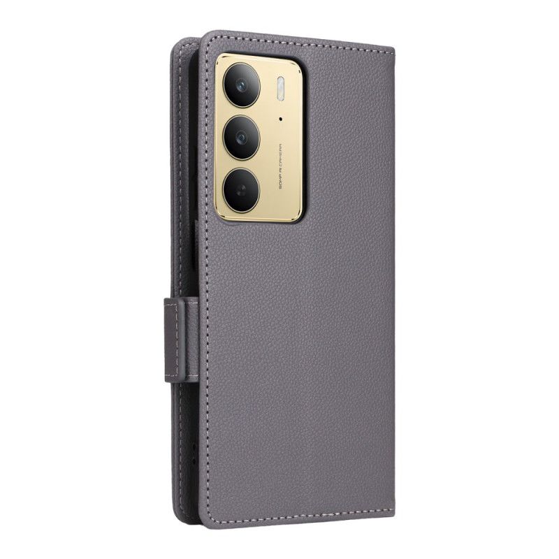 Etui Folio Do Realme C75 Sztuczna Skóra Liczi Z Paskiem