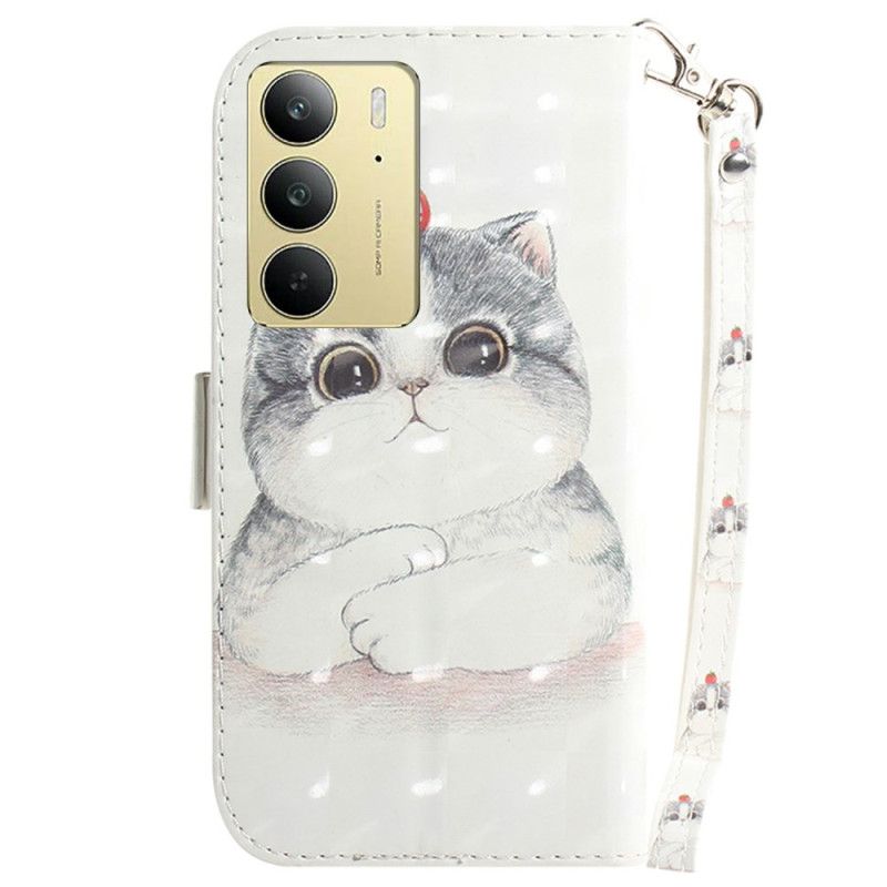 Etui Folio Realme C75 Pasek Z Kotem I Truskawką Etui Ochronne