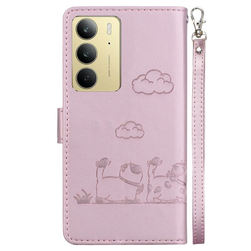 Etui Folio Realme C75 Scena Z Kotem Blokująca Rfid Etui Ochronne