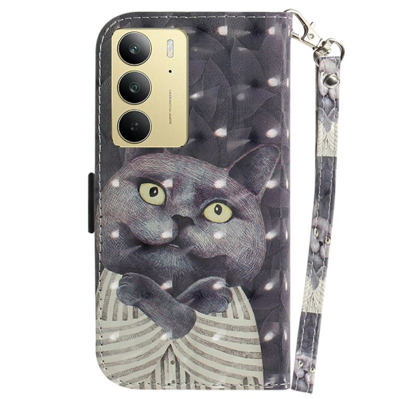 Etui Folio Realme C75 Szary Kot Smycz