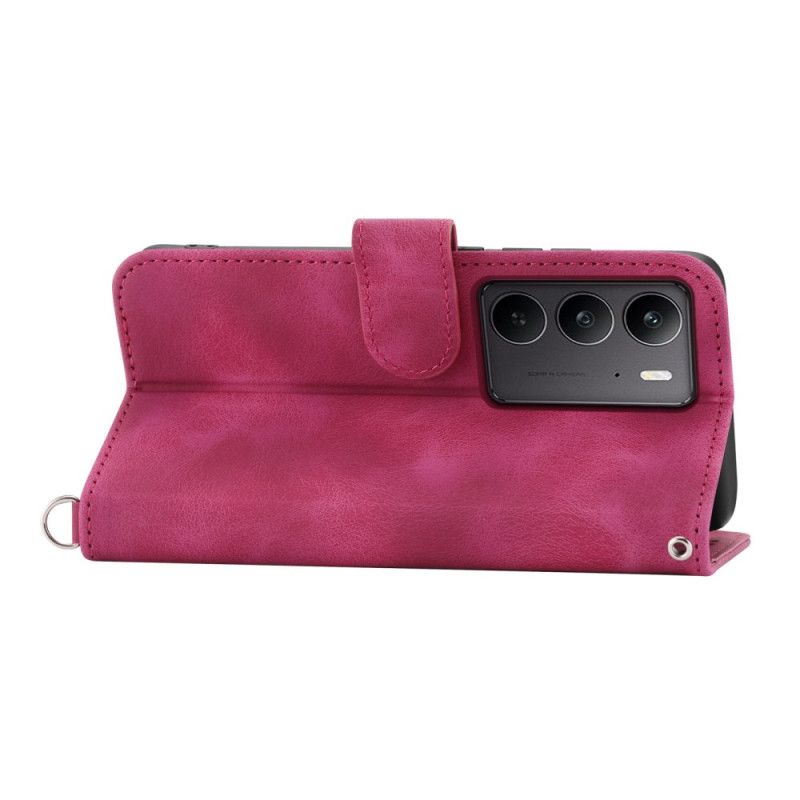 Etui Folio Realme C75 Zamsz Efekt Koronki Z Paskiem I Paskiem Na Ramię Etui Ochronne