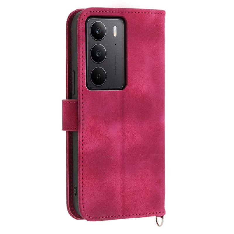 Etui Folio Realme C75 Zamsz Efekt Koronki Z Paskiem I Paskiem Na Ramię Etui Ochronne