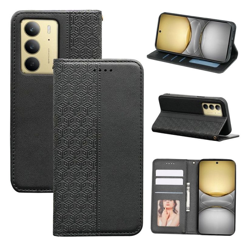 Flip Kotelot Realme C75 Fryz Kafelkowy Z Paskiem Etui Ochronne