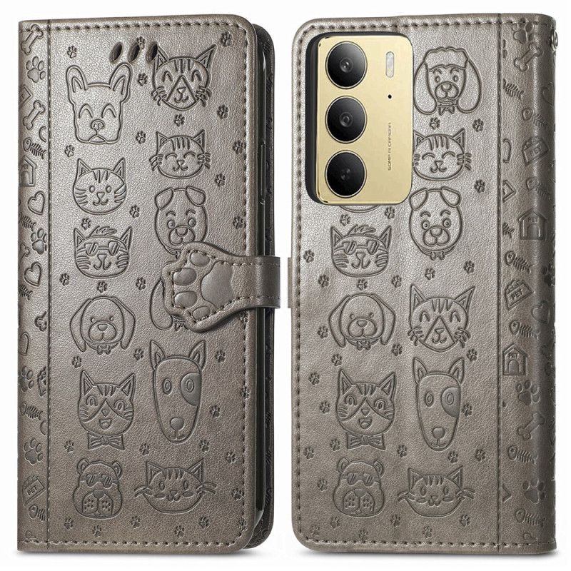 Skórzany Futerał Realme C75 Etui Na Telefon Animowane Zwierzęta