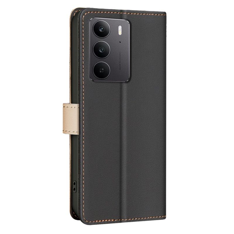 Skórzany Futerał Realme C75 Etui Na Telefon Dwukolorowy Kolor Binfen