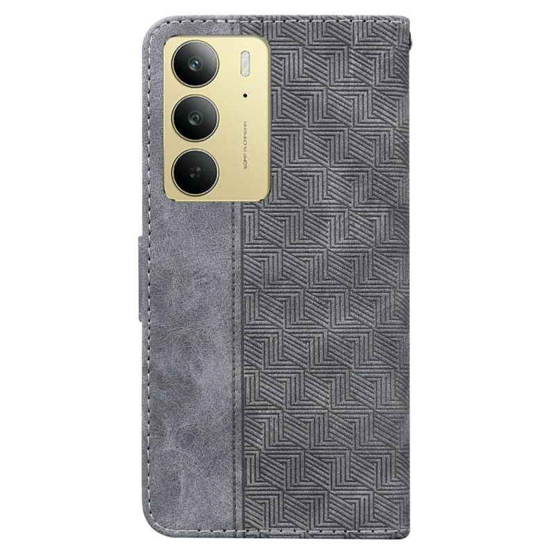 Skórzany Futerał Realme C75 Etui Na Telefon Wzór Tkany