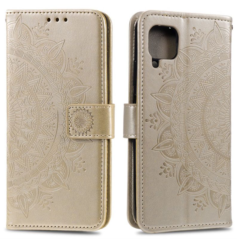 Etui Folio Samsung Galaxy A42 5G Czerwony Szary Mandala Słońca