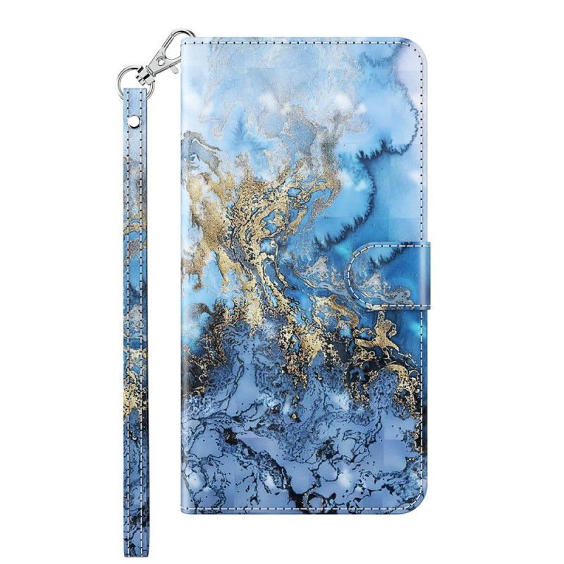 Etui Folio Samsung Galaxy A42 5G Designerski Marmurowy Punkt Świetlny Z Paskiem Etui Ochronne