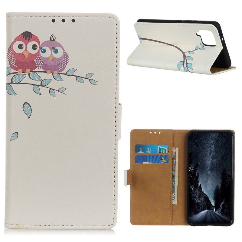 Etui Folio Samsung Galaxy A42 5G Kilka Sów Na Drzewie Etui Ochronne