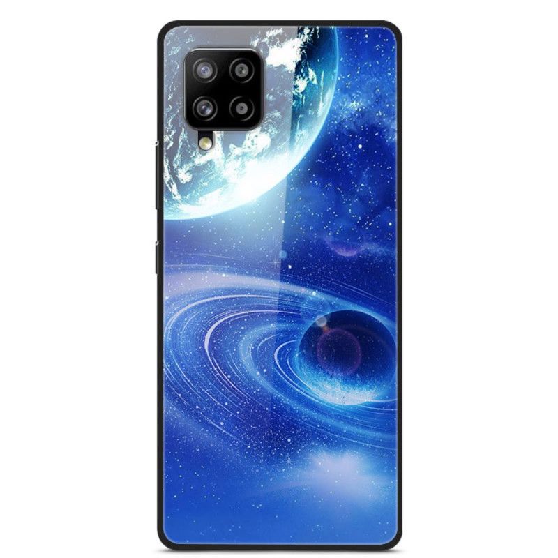 Etui Samsung Galaxy A42 5G Granatowy Ciemnoniebieski Planety Szklane I Silikonowe