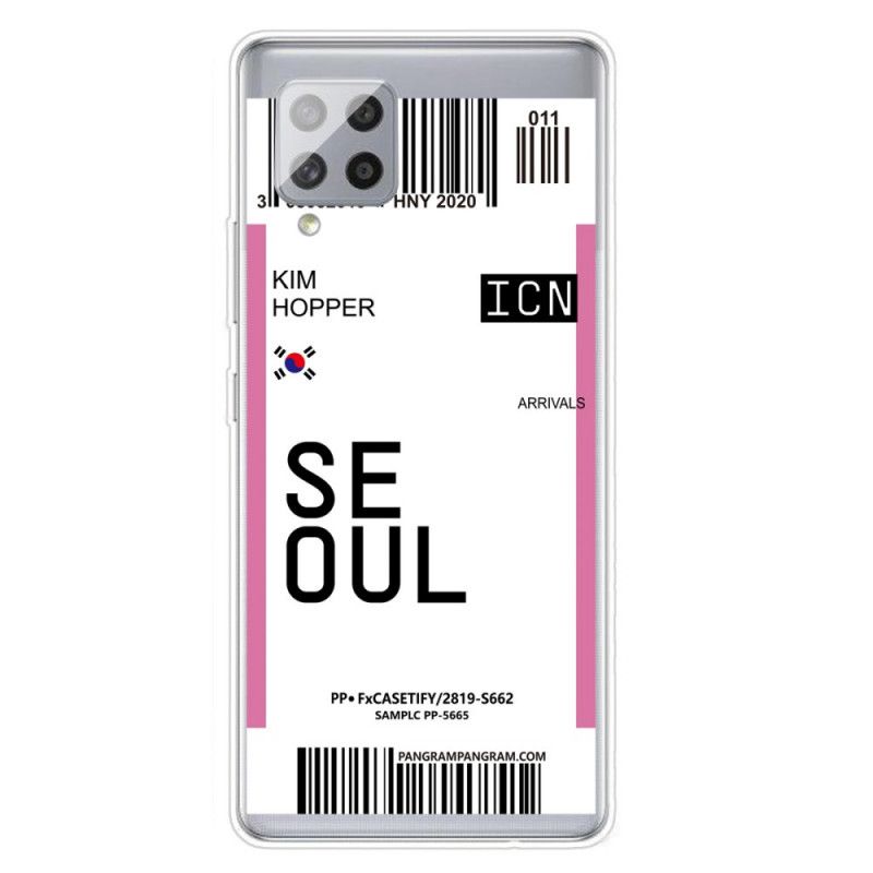 Etui Samsung Galaxy A42 5G Jasnofioletowy Magenta Karta Pokładowa Do Seulu