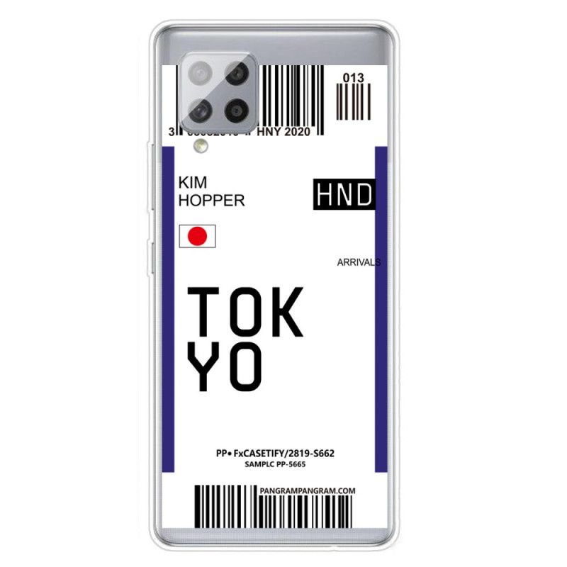 Futerały Samsung Galaxy A42 5G Granatowy Czarny Etui na Telefon Karta Pokładowa Tokyo