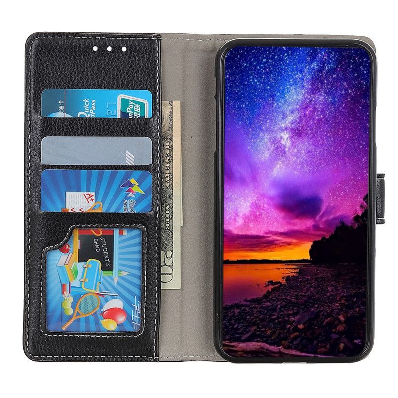 Etui Folio Huawei Mate 40 Pro Biały Czarny Widoczne Szwy Liczi