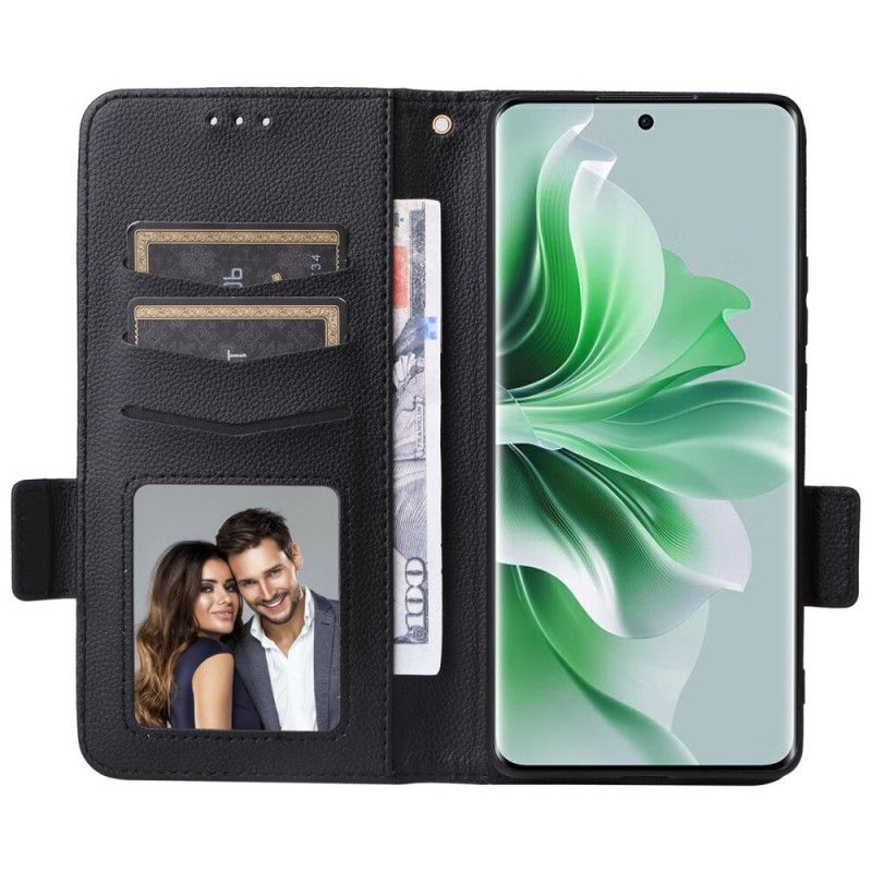 Skórzany Futerał Oppo Reno 11 Pro 5g Etui Na Telefon Tekstura Liczi Z Paskiem