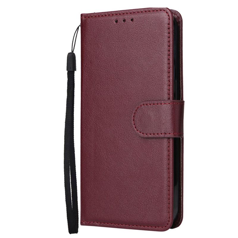 Etui Folio Do Oppo Reno 14 5g Gładki Efekt Skóry Z Paskiem