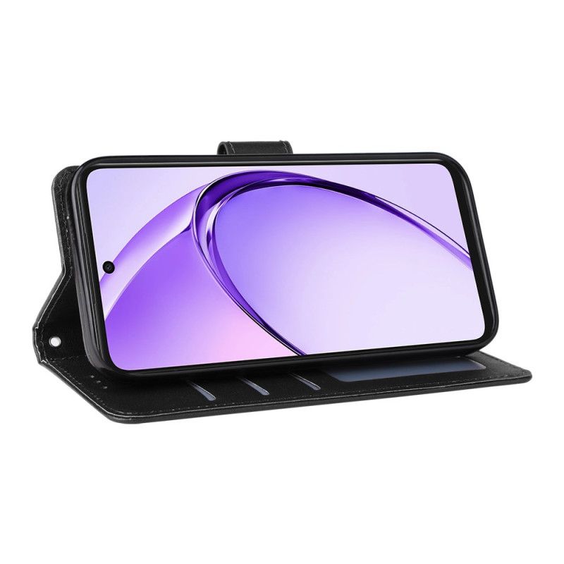 Etui Folio Do Oppo Reno 14 5g Gładki Efekt Skóry Z Paskiem