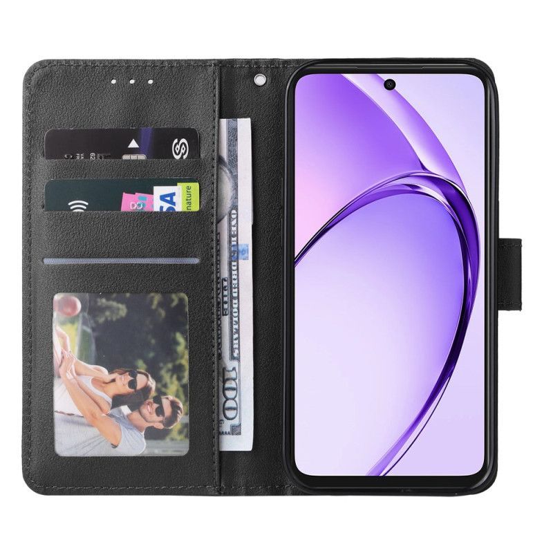 Etui Folio Do Oppo Reno 14 5g Gładki Efekt Skóry Z Paskiem