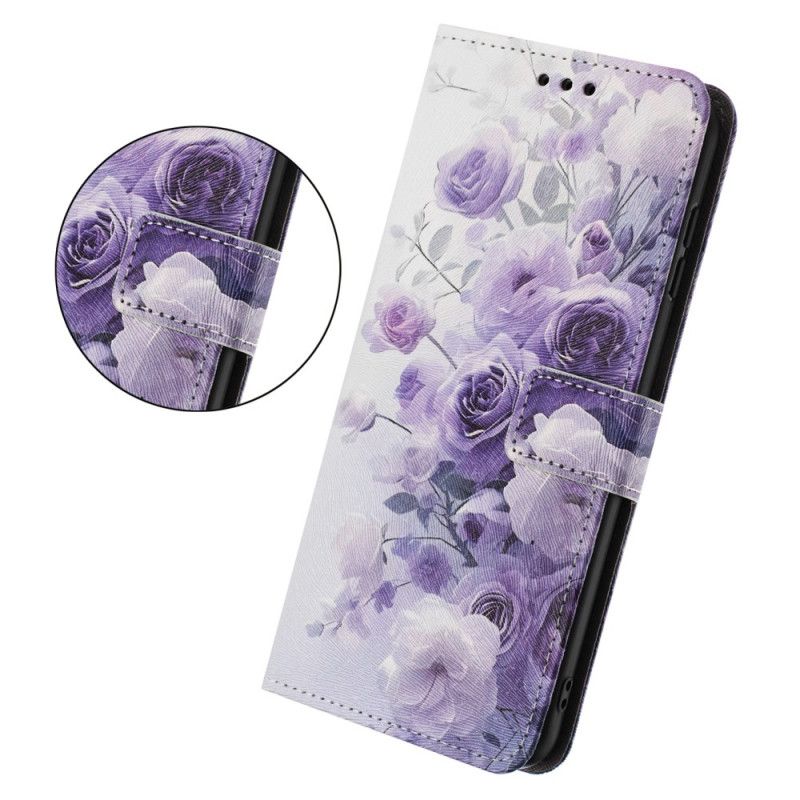 Etui Folio Oppo Reno 14 5g Fioletowe Kwiaty Etui Ochronne
