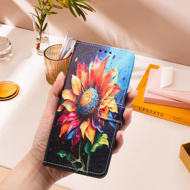 Etui Folio Oppo Reno 14 5g Wzór Słonecznika Etui Ochronne