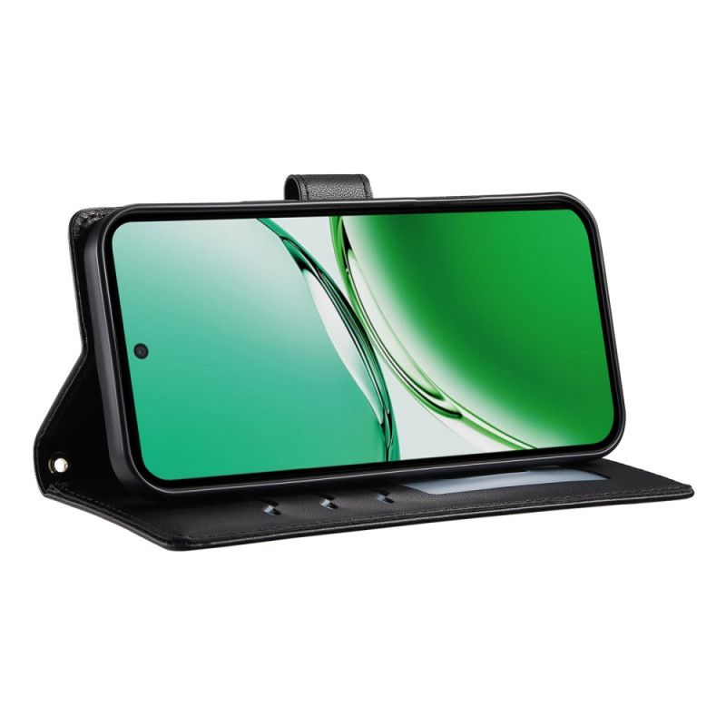 Skórzany Futerał Oppo Reno 14 5g Etui Na Telefon Styl Pikowany Z Paskiem I Paskiem Na Ramię