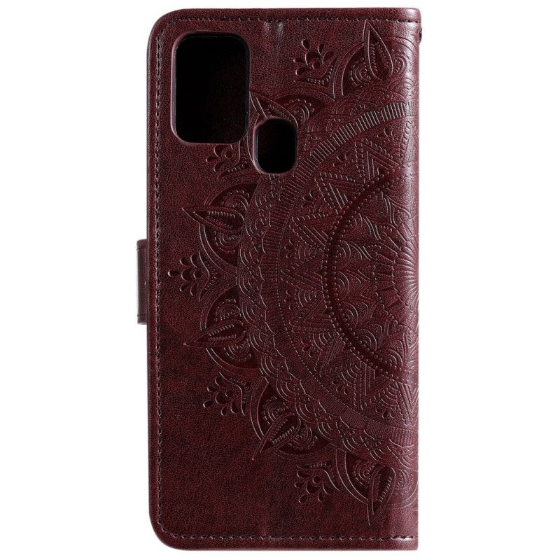 Etui Folio Samsung Galaxy A21s Magenta Szary Mandala Słońca