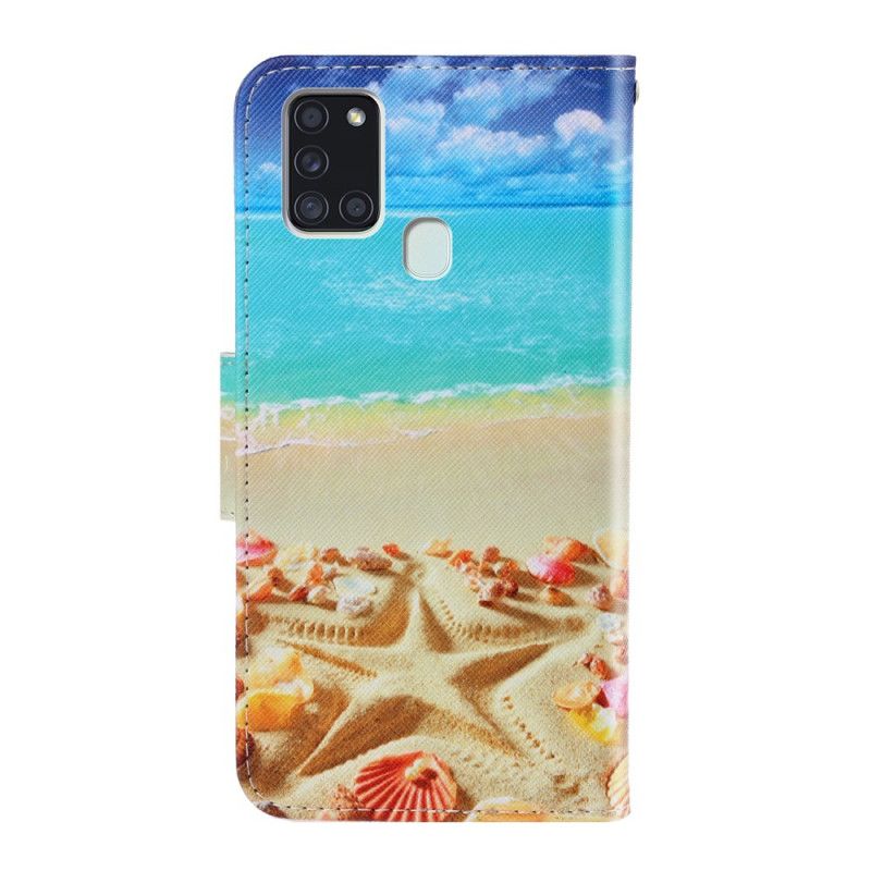 Etui Folio Samsung Galaxy A21s Plaża Z Paskiem