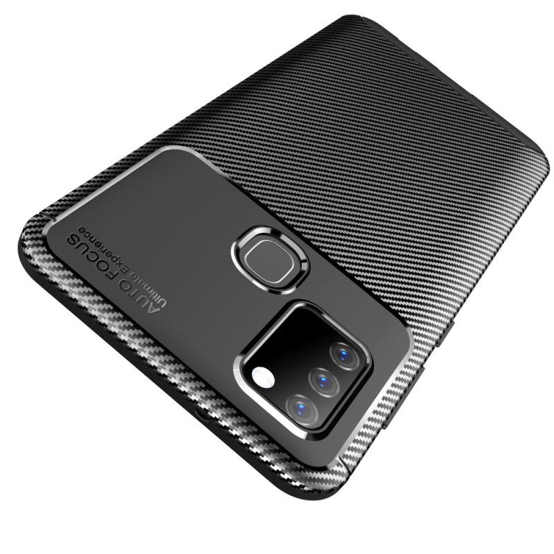 Etui Samsung Galaxy A21s Granatowy Czarny Elastyczne Włókno Węglowe Etui Ochronne