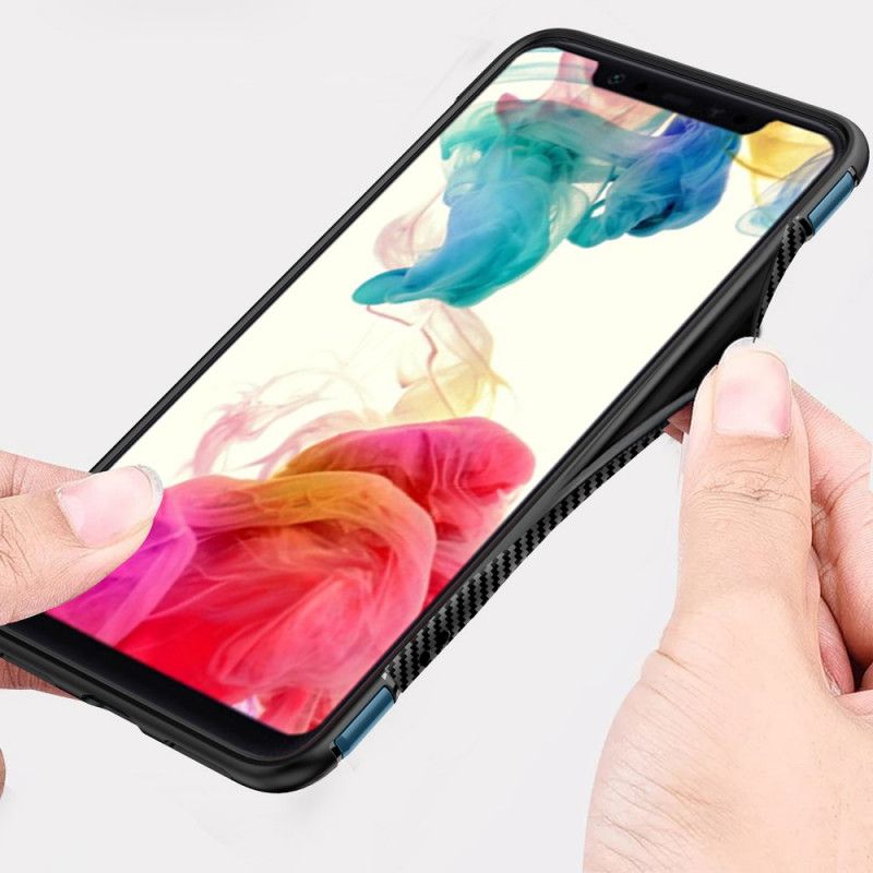 Etui Xiaomi Pocophone F1 Czerwony Czarny Pierścień Magnetyczny Z Włókna Węglowego