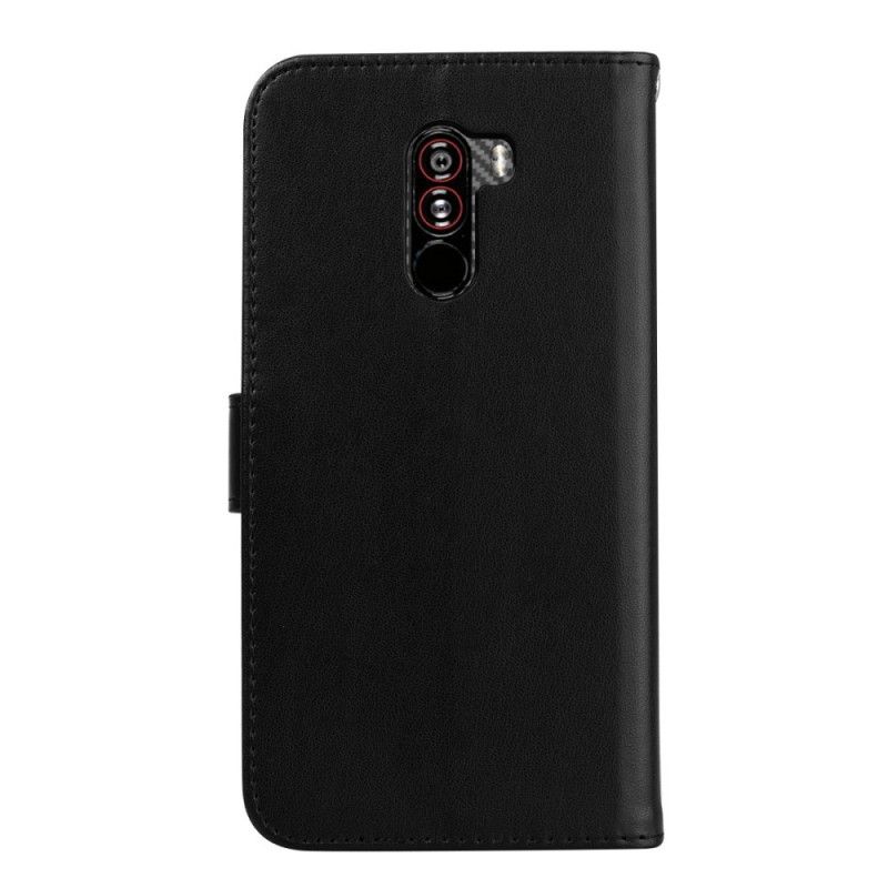 Skórzany Futerał Xiaomi Pocophone F1 Cyjan Różowy Etui na Telefon Róża Leśna