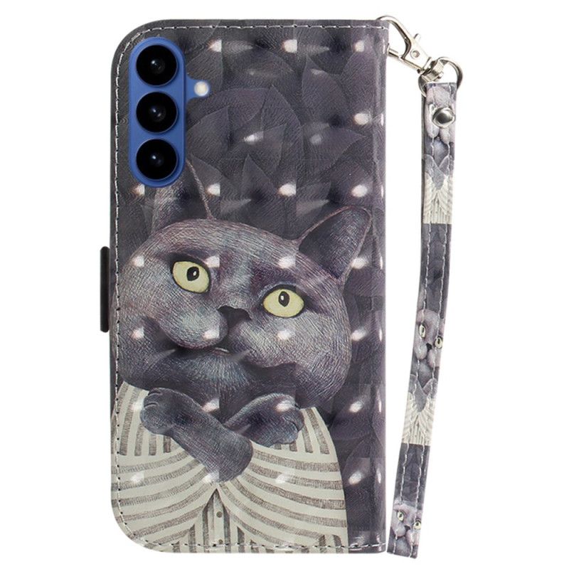 Etui Folio Do Samsung Galaxy S26 Smycz Z Szarym Kotem