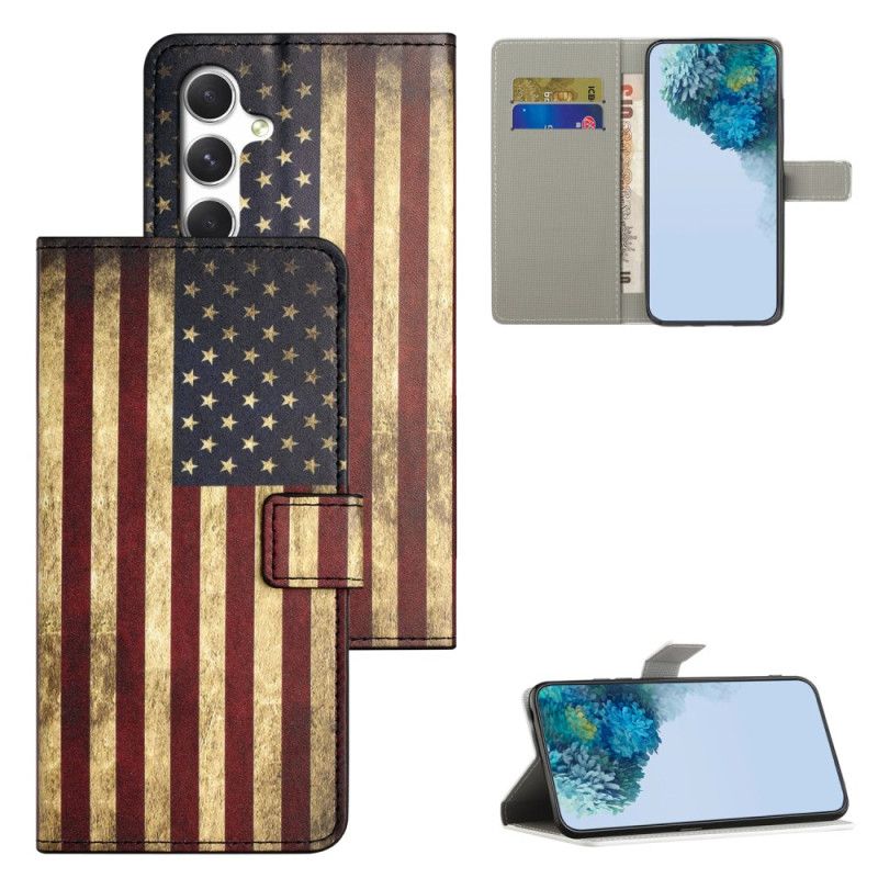 Etui Folio Samsung Galaxy S26 Flaga Amerykańska W Stylu Vintage Etui Ochronne