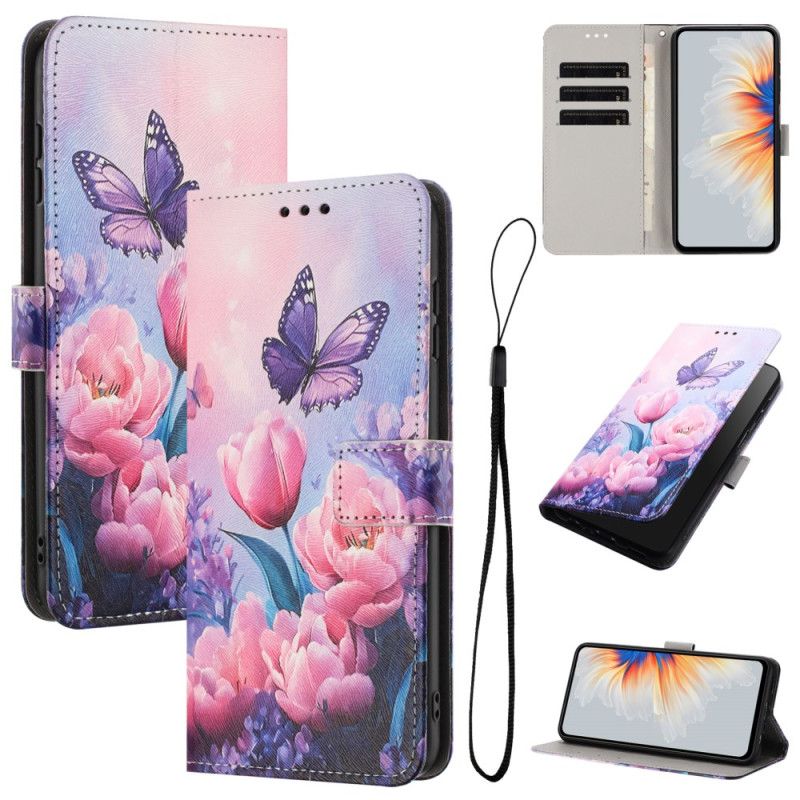 Etui Folio Samsung Galaxy S26 Motyl I Różowe Kwiaty Etui Ochronne