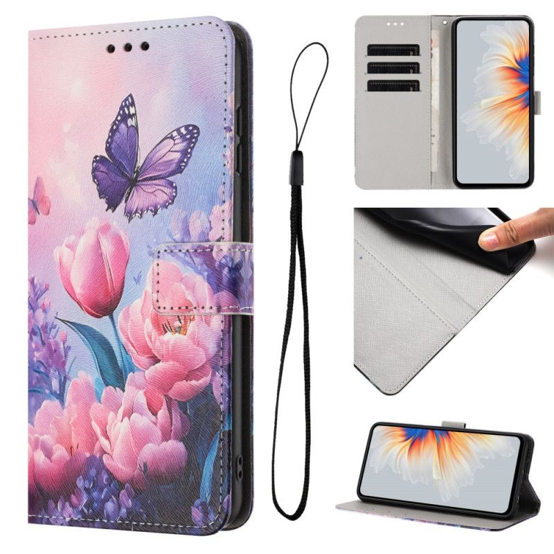 Etui Folio Samsung Galaxy S26 Motyl I Różowe Kwiaty Etui Ochronne