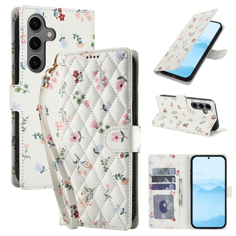 Etui Folio Samsung Galaxy S26 Portfel W Kwiaty Ze Smyczą