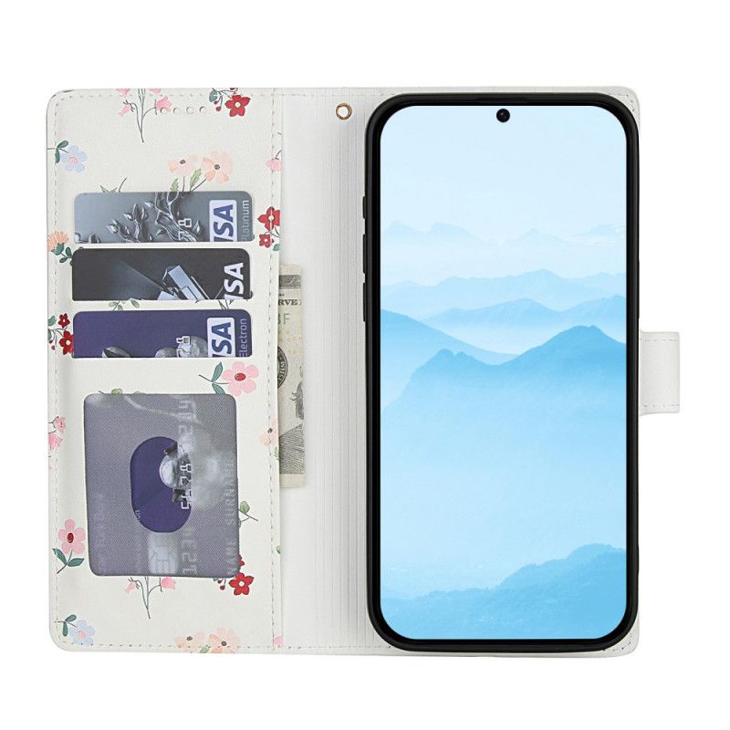 Etui Folio Samsung Galaxy S26 Portfel W Kwiaty Ze Smyczą