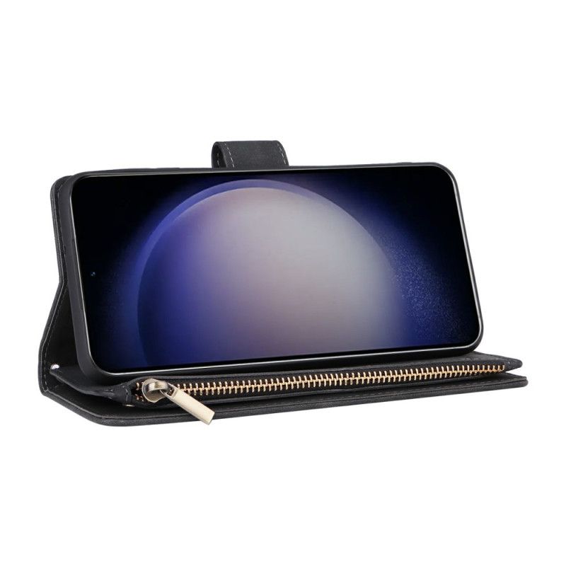 Etui Folio Samsung Galaxy S26 Portfel Z Zamkiem Błyskawicznym Z Efektem Zamszu